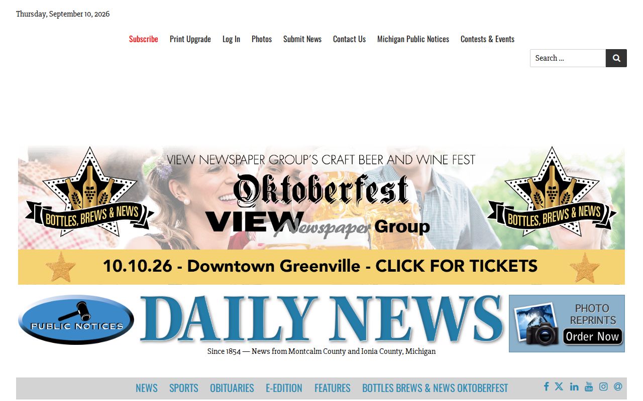 The Daily News website serving Greenville and Montcalm County