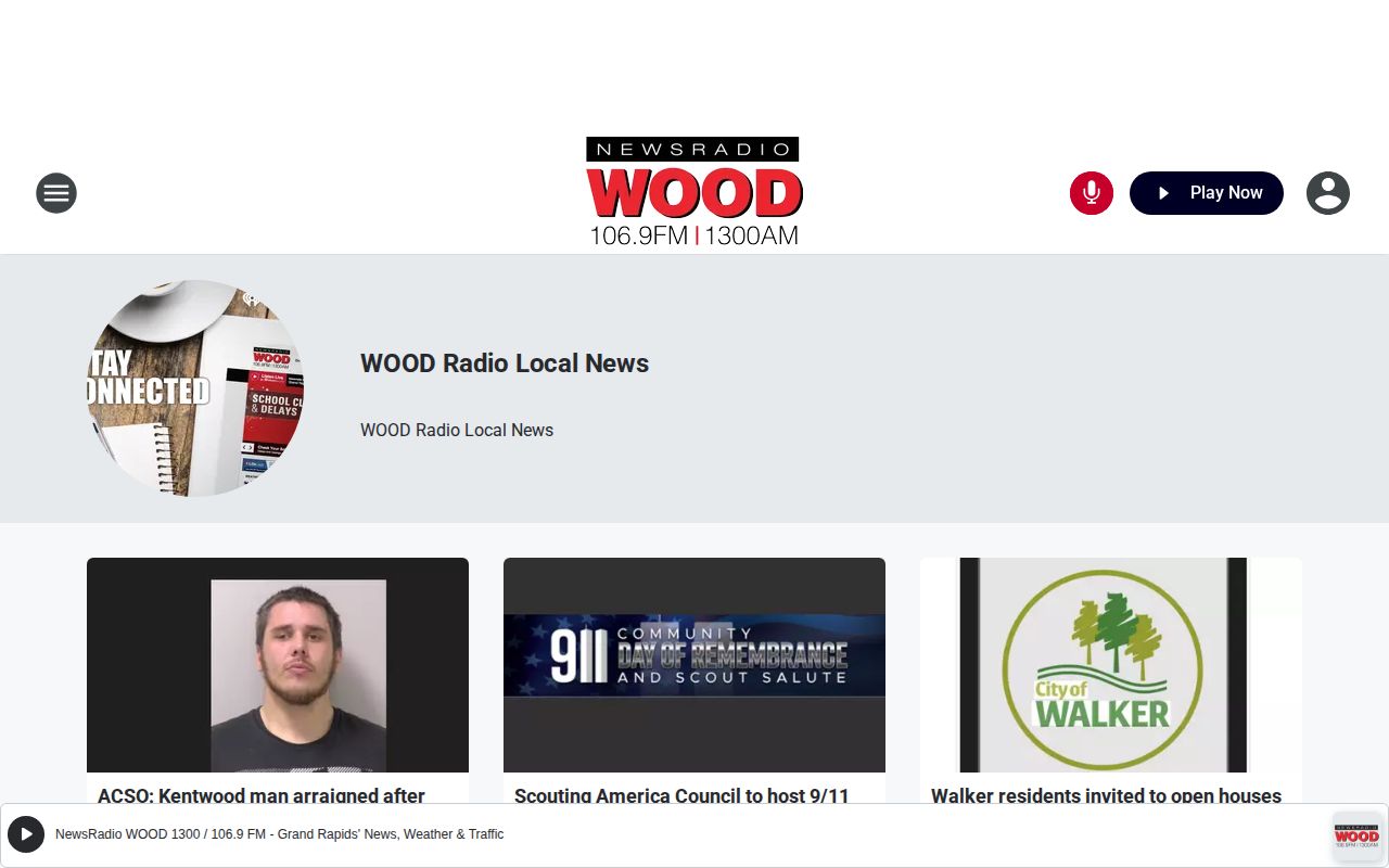WOOD Radio local news page with regional Montcalm coverage